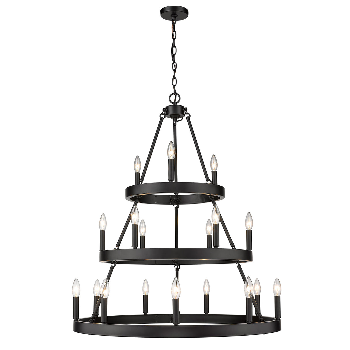 Alastair 3 Tier 3+6+9 Light Chandelier in Matte Black