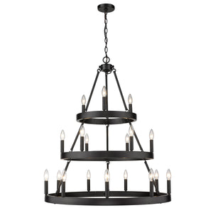 Alastair 3 Tier 3+6+9 Light Chandelier in Matte Black