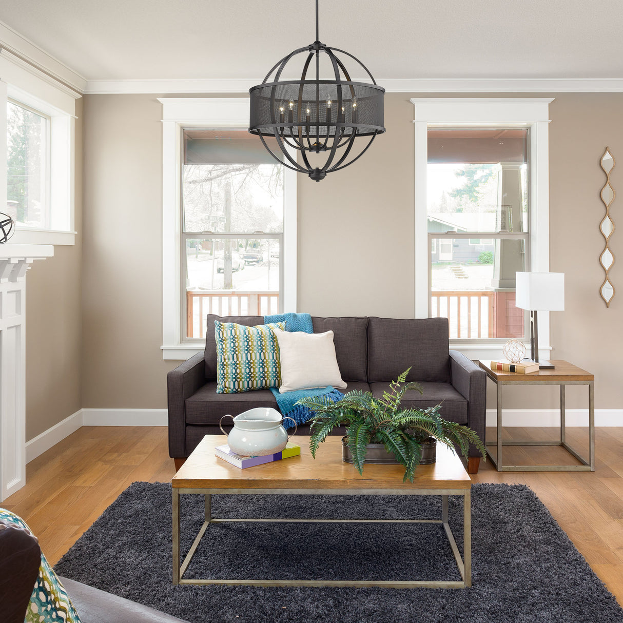 Colson BLK 6 Light Chandelier (with Matte Black shade) in Matte Black