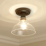 Carver RBZ Flush Mount in Rubbed Bronze with Clear Glass Shade