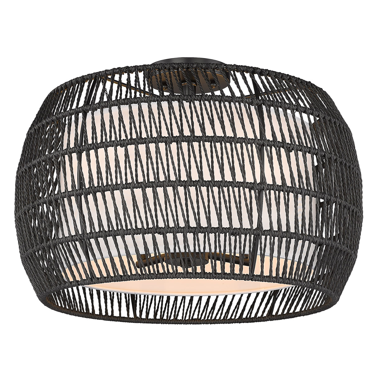 Everly 4 Light Semi-Flush in Matte Black with Modern Black Rattan Shade