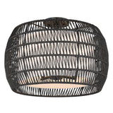 Everly 4 Light Semi-Flush in Matte Black with Modern Black Rattan Shade