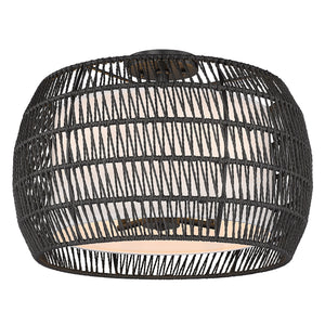 Everly 4 Light Semi-Flush in Matte Black with Modern Black Rattan Shade