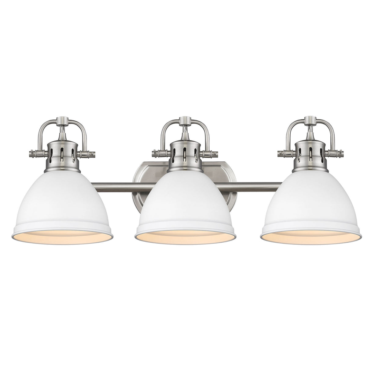 Duncan 3 Light Bath Vanity in Pewter with a Matte White Shade