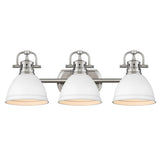 Duncan 3 Light Bath Vanity in Pewter with a Matte White Shade