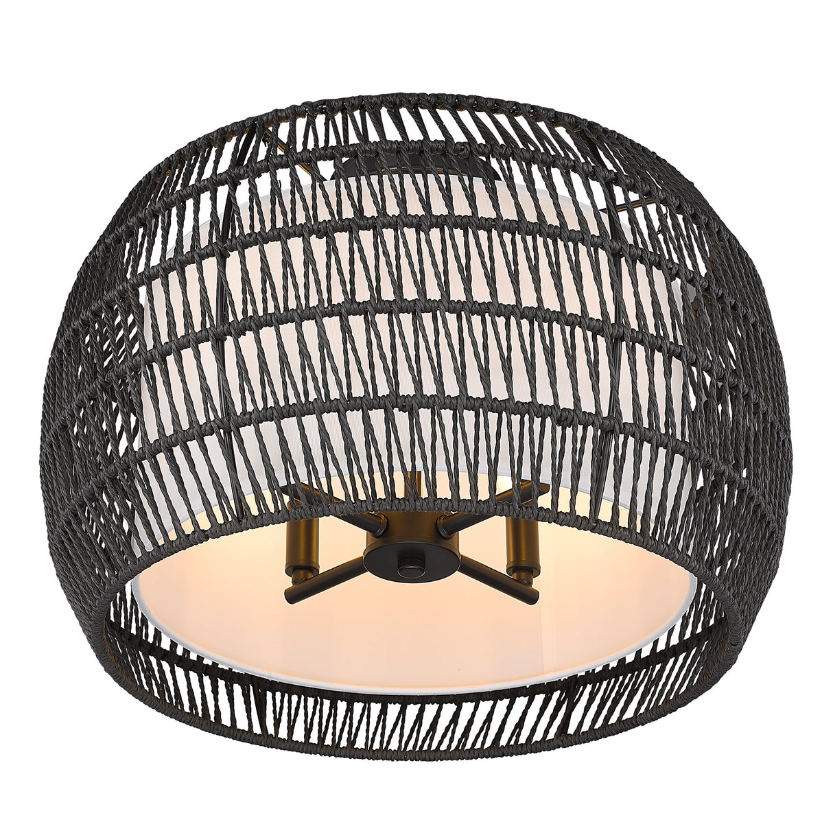 Everly 4 Light Semi-Flush in Matte Black with Modern Black Rattan Shade