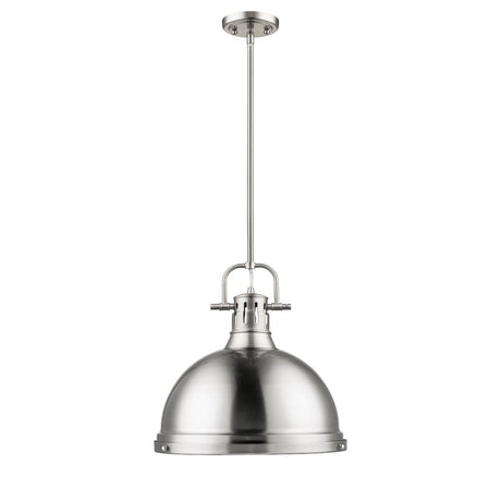 Duncan 1 Light Pendant with Rod in Pewter with a Pewter Shade