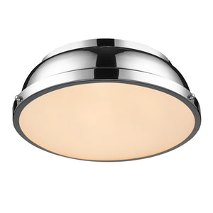 Duncan 14" Flush Mount in Chrome with a Chrome Shade