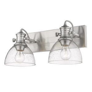 Hines 2-Light Semi-Flush in Pewter with Seeded Glass