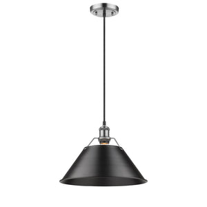 Orwell PW 1 Light Pendant - 14" in Pewter with Matte Black Shade