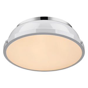 Duncan 14" Flush Mount in Chrome with a White Shade