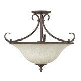 Homestead Semi-Flush in Rubbed Bronze with Tea Stone Glass</p>