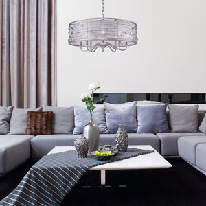 Joia 8 Light Chandelier in Peruvian Silver with Sterling Mist Shade