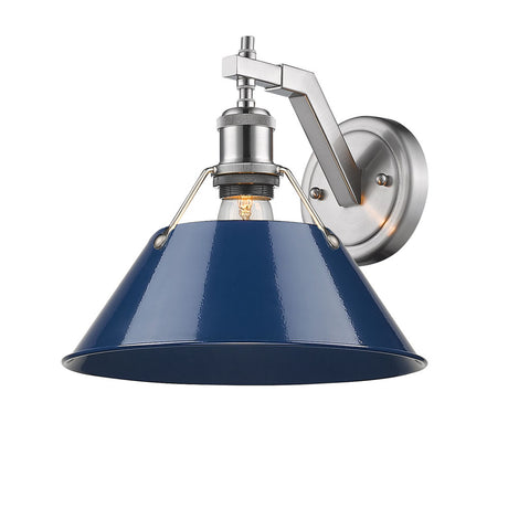 Orwell PW 1 Light Wall Sconce in Pewter with Navy Blue Shade