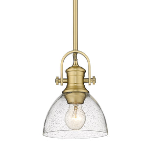 Hines Mini Pendant in Brushed Champagne Bronze with Seeded Glass Shades