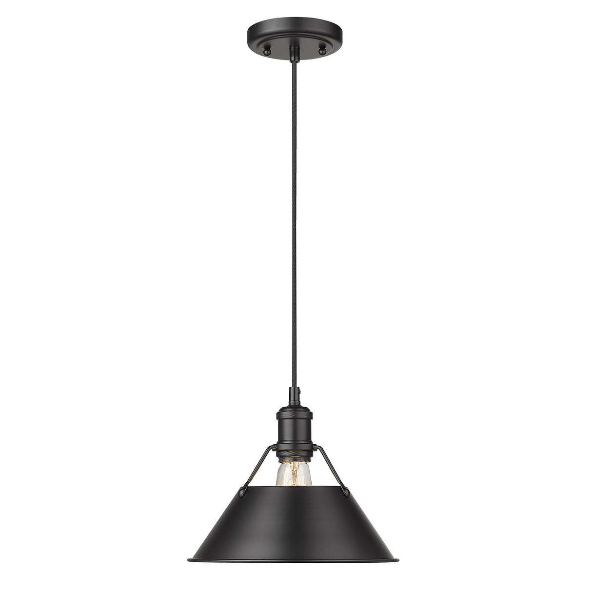 Orwell BLK 1 Light Pendant - 10" in Matte Black with Matte Black Shade