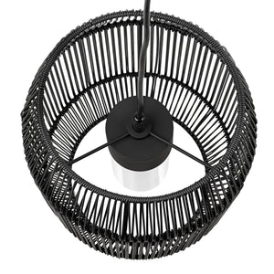Seabrooke 1 Light Pendant - Outdoor in Natural Black with Black Composite Wicker Shade