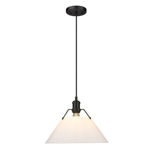 Orwell BLK Large Pendant in Matte Black with Opal Glass Shade