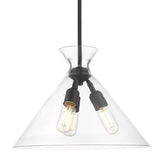 Malta 3 Light Pendant in Matte Black & Clear Glass