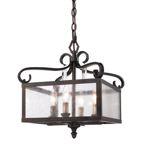Valencia Semi-Flush (Convertible) in Fired Bronze with Seeded Glass