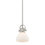 Hines Mini Pendant in Pewter with Opal Glass