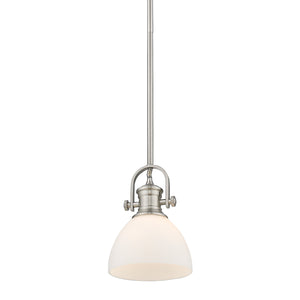 Hines Mini Pendant in Pewter with Opal Glass