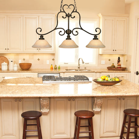 Heartwood 3 Light Linear Pendant in Burnt Sienna with Tea Stone Glass