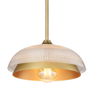 Crawford Mini Pendant in Brushed Champagne Bronze with Retro Prism Glass Shade