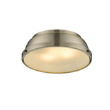 Duncan 14" Flush Mount in Aged Brass with an Aged Brass Shade
