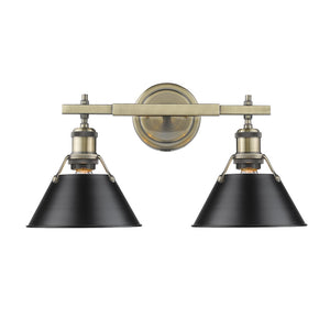 Orwell AB 2 Light Bath Vanity in Aged Brass with Matte Black Shade