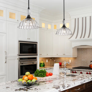 Audra 1 Light Pendant in Matte Black with Clear Glass Shade