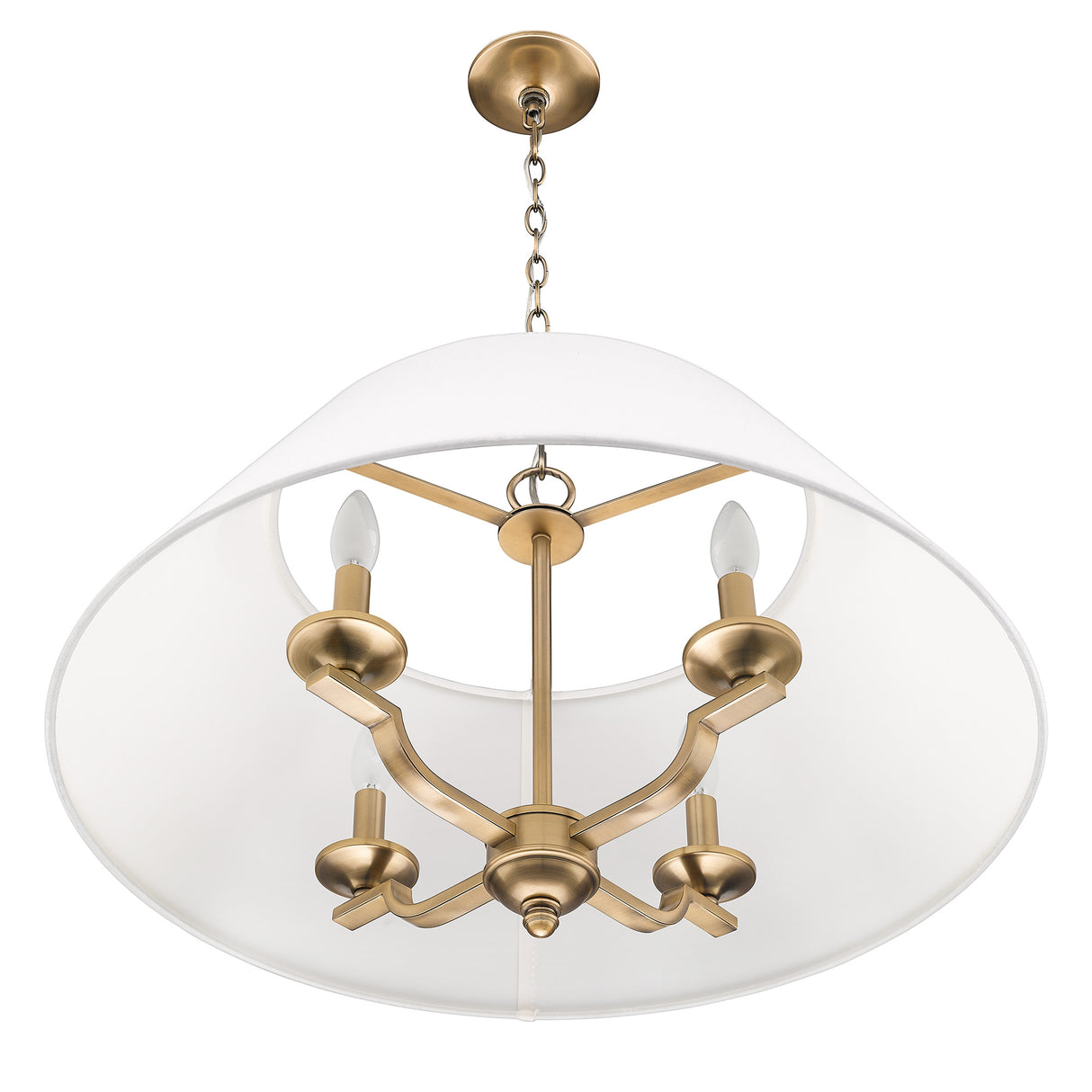 Coretta 4 Light Pendant in Modern Brass with Ivory Linen Shade