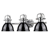 Duncan 3 Light Bath Vanity in Chrome with a Black Shade