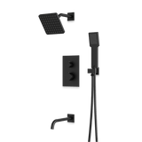 Artos Otella Thermostatic Shower Trim Kit with Shower Head on Angled Arm, Hand Shower, Tub Filler Matte Black – TS073BK