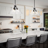Malta 3 Light Pendant in Matte Black & Clear Glass