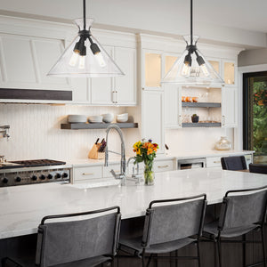 Malta 3 Light Pendant in Matte Black & Clear Glass