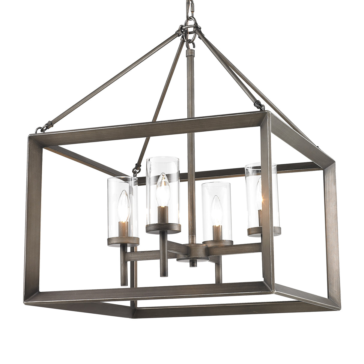 Smyth 4 Light Chandelier in Gunmetal Bronze with Clear Glass