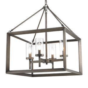 Smyth 4 Light Chandelier in Gunmetal Bronze with Clear Glass