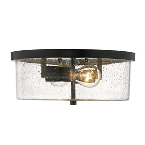 Rayne Flush Mount in Matte Black with Seeded Glass