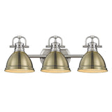 Duncan 3 Light Bath Vanity in Pewter with an Aged Brass Shade