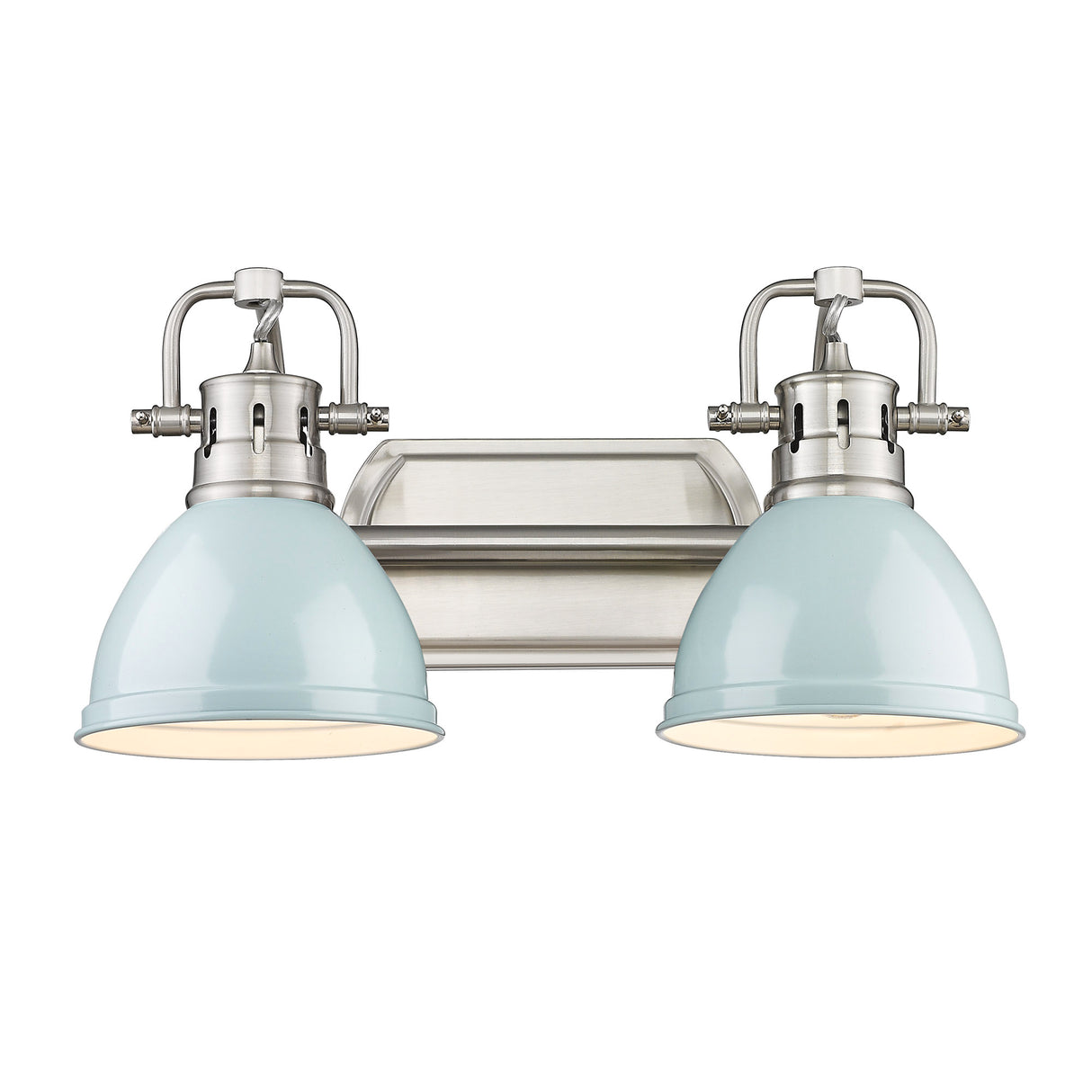 Duncan 2 Light Bath Vanity in Pewter with Seafoam Shades