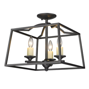 Athena NB 3 Light Semi-Flush in Natural Black