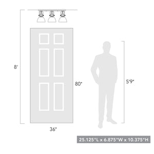 Hines 3-Light Semi-Flush in Rubbed Bronze with Seeded Glass