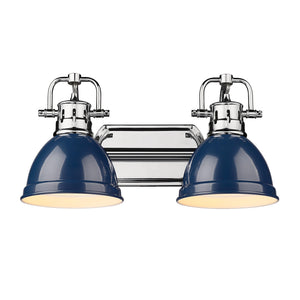 Duncan CH 2 Light Bath Vanity in Chrome with Navy Blue Shade
