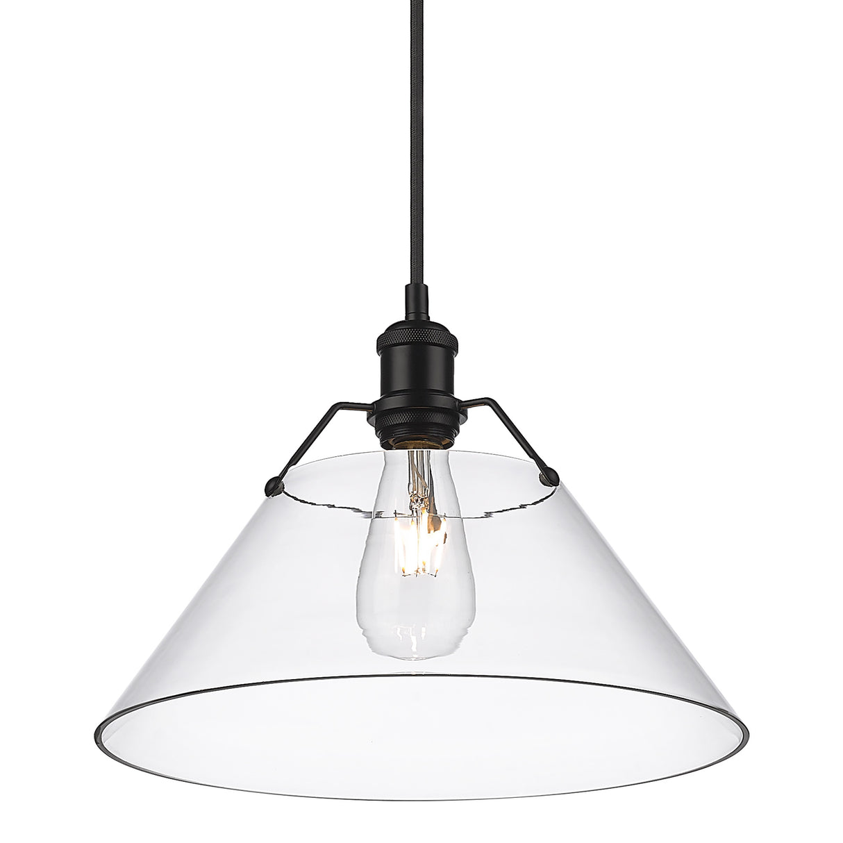 Orwell BLK Large Pendant in Matte Black with Clear Glass Shade