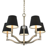 Waverly 5 Light Chandelier in Aged Brass with Tuxedo Shade