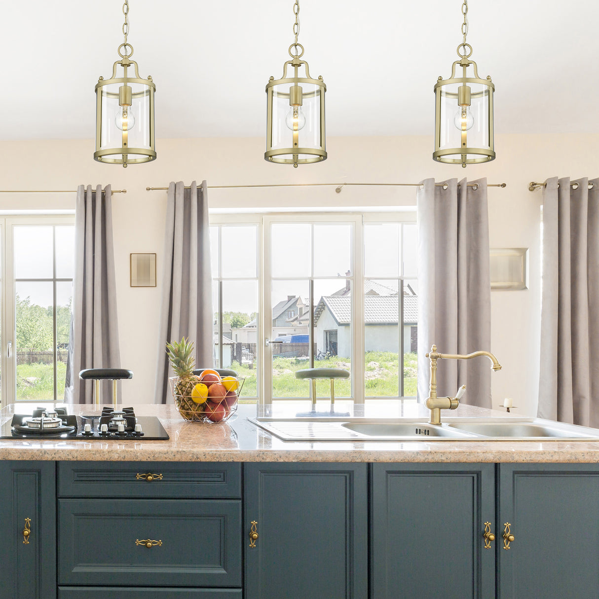 Payton BCB Mini Pendant in Brushed Champagne Bronze with Clear Glass Shade