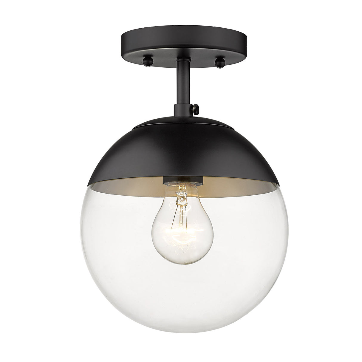 Dixon Semi-Flush in Matte Black with Clear Glass and Matte Black Cap