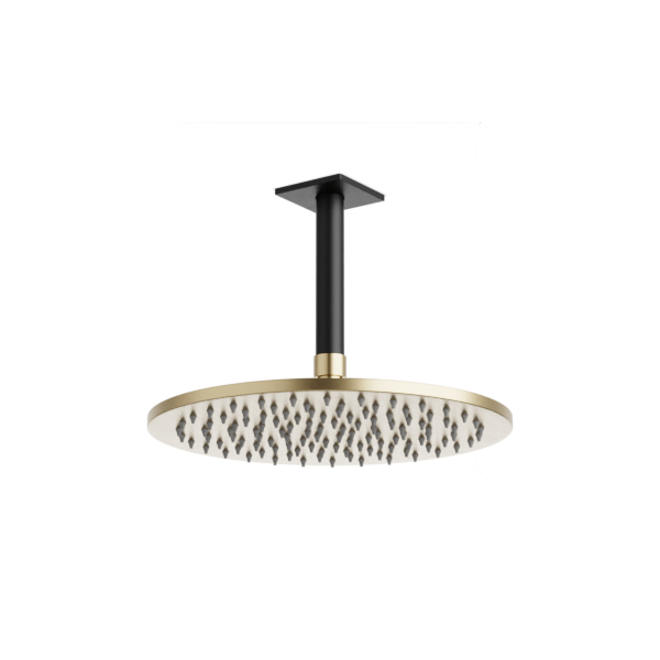 Artos Otella 10" Rain Shower Head on Ceiling Mount Arm Satin Brass / Matte Black – F907-71SBB