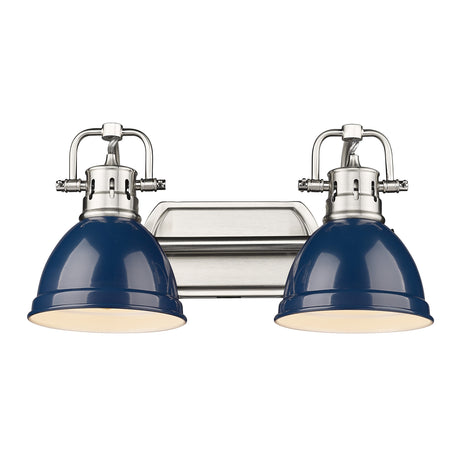 Duncan PW 2 Light Bath Vanity in Pewter with Navy Blue Shade